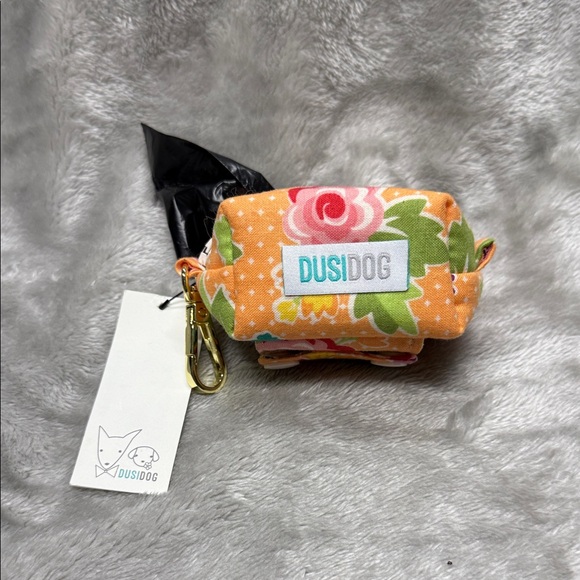 Dusidog Other - Floral Dog Waste Bag Holder - Orange